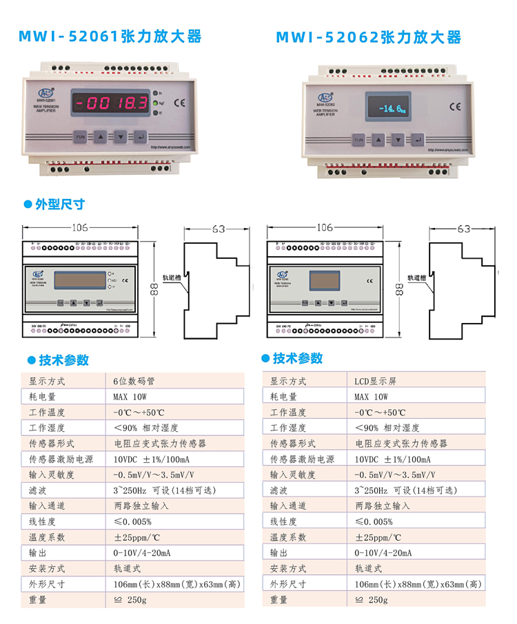 宇泽 MWI-52062张力放大器